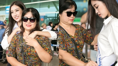 Mỹ Linh xúc động tạm biệt mẹ lên đường dự thi Miss World 2017