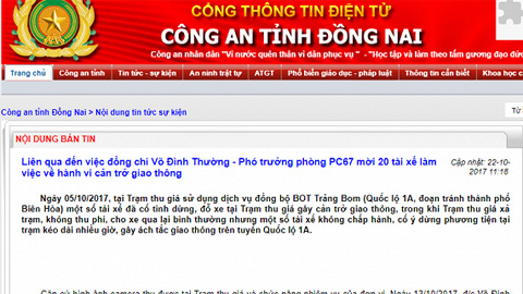 Công an Đồng Nai thông tin vụ Thượng tá CSGT Võ Đình Thường