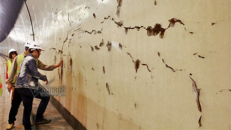 Hầm Hải Vân chằng chịt vết nứt