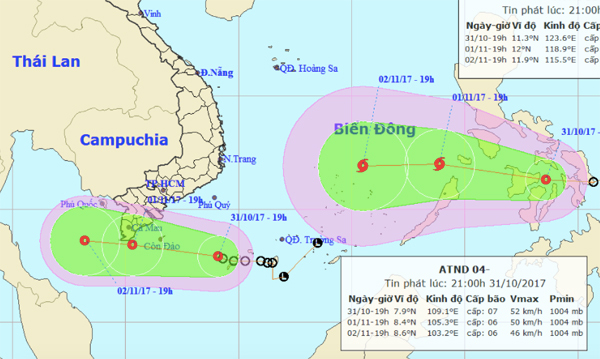 Bão nối áp thấp vào biển Đông, khả năng có vòi rồng