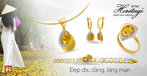 Trang sức gắn đá Citrine tôn nét đẹp nhẹ nhàng, thanh lịch