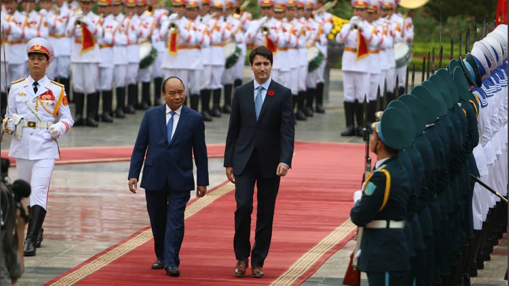 Hình ảnh lễ đón chính thức Thủ tướng Canada tại Hà Nội