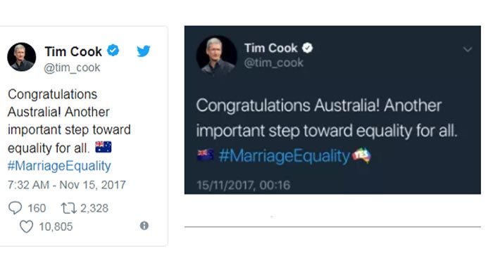 CEO Apple gặp sự cố đỏ mặt trên Twitter