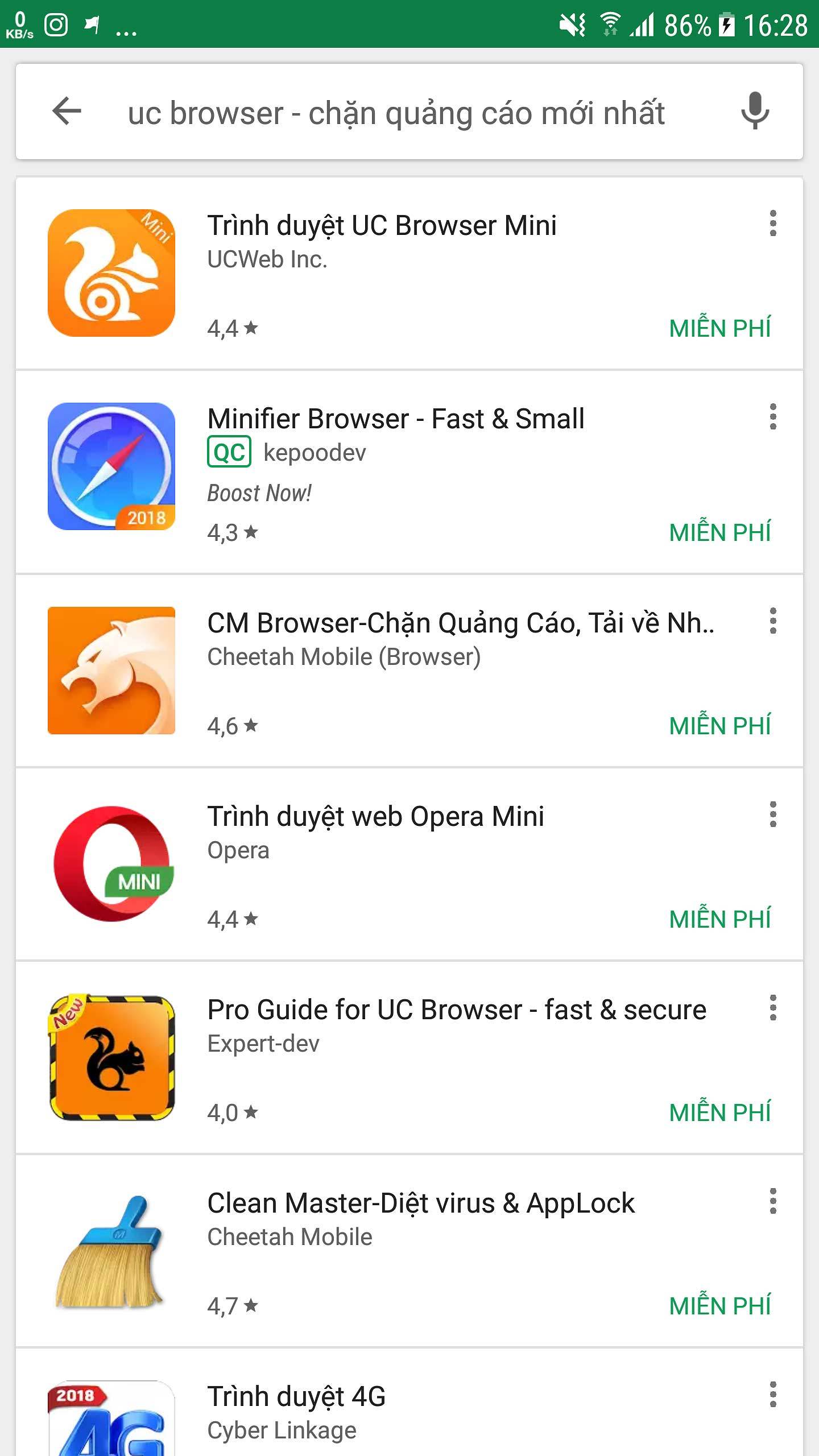 UC Browser bi xoa khoi google play store