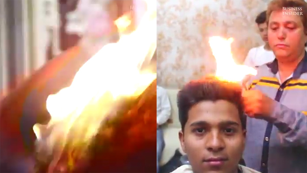 Đốt đầu khách cháy đùng đùng, thợ cắt tóc gây choáng