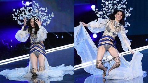 'Thiên thần' của Victoria's Secret ngã 'sấp mặt' trên sàn diễn