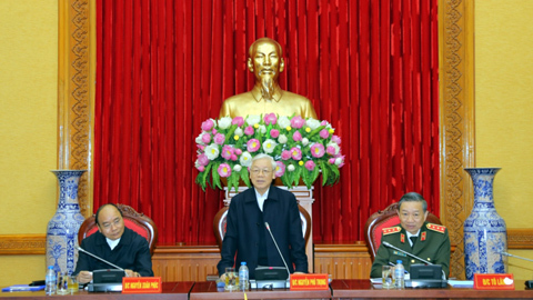 Tổng bí thư, Thủ tướng dự, chỉ đạo phiên họp Thường vụ Đảng ủy Công an TƯ