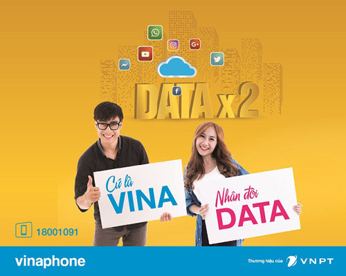 VinaPhone tăng gấp 2 dung lượng tất cả gói Data 3G/4G