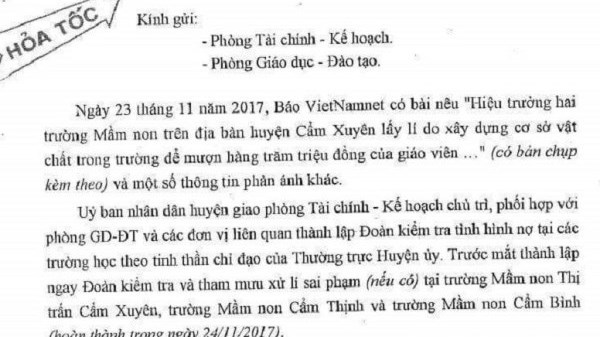 Khẩn trương kiểm tra vụ hiệu trưởng nợ hàng trăm triệu đồng của giáo viên