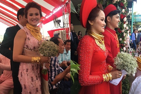 Cô dâu Đồng Nai đeo vàng kín cổ, mời ca sĩ Cẩm Ly hát trong đám cưới