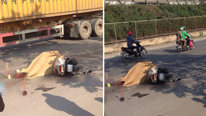 Người phụ nữ bị xe tải cán chết thương tâm ở Pháp Vân