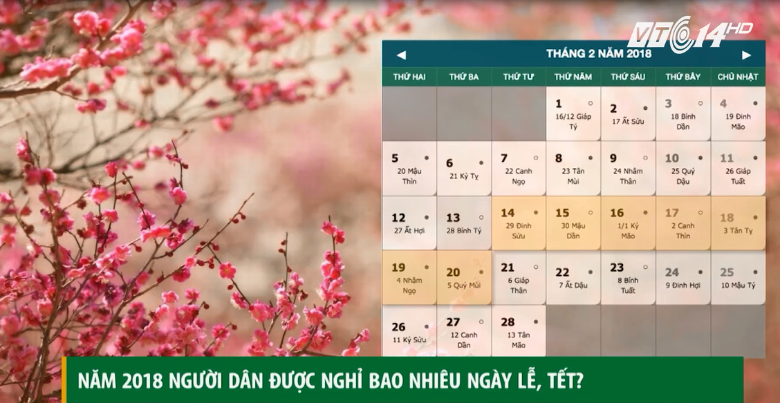 Năm 2018, dân được nghỉ bao nhiêu ngày lễ, Tết?