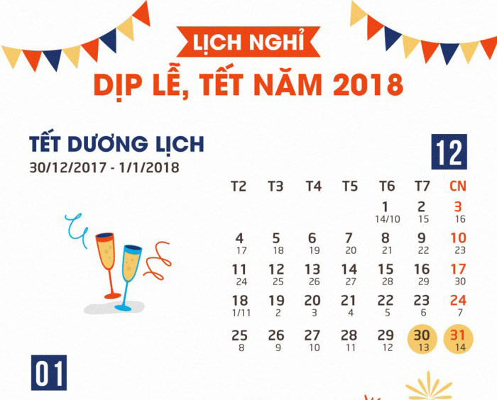 Chi tiết lịch nghỉ dịp lễ, tết năm 2018