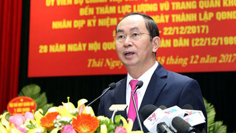 Chủ tịch nước thăm và làm việc với lực lượng vũ trang Quân khu 1