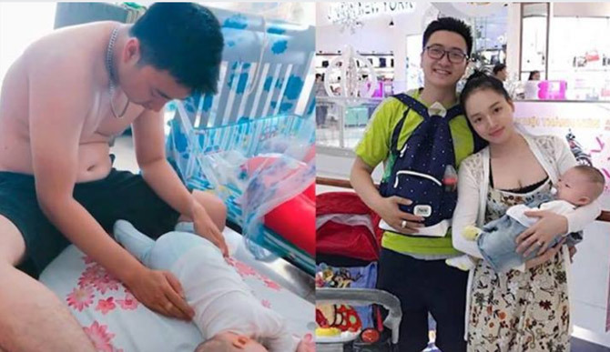 Ông bố 9X khiến dân mạng phát cuồng vì vừa chăm con vừa ngủ gật để vợ nghỉ ngơi