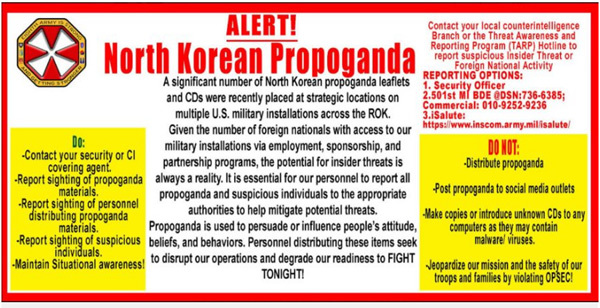 Quân Mỹ báo động vì tờ rơi Triều Tiên
