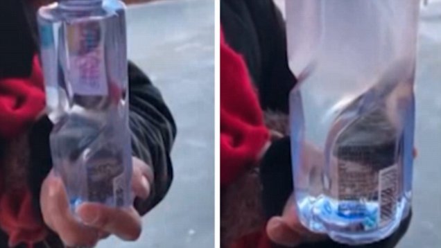 Chai nước lập tức đóng băng trong cái lạnh -20 độ C