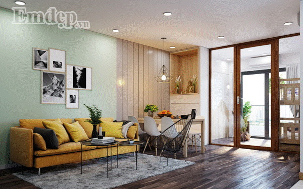 Ấn tượng chung cư hiện đại với điểm nhấn sắc vàng ấm áp cho mùa Đông