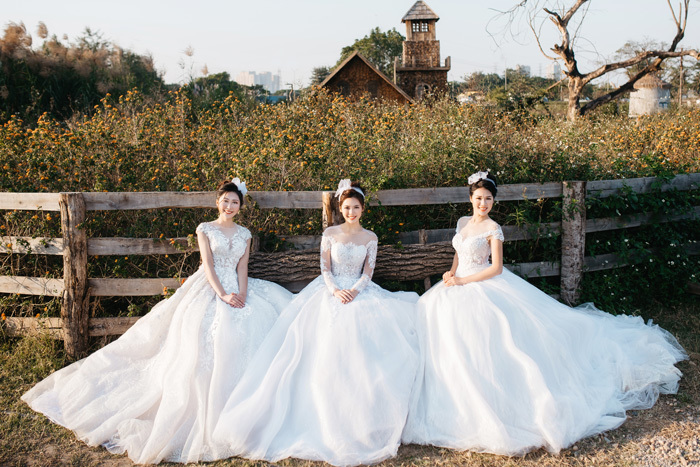 Người đẹp Hoa hậu Hoàn vũ đồng loạt mặc váy cưới