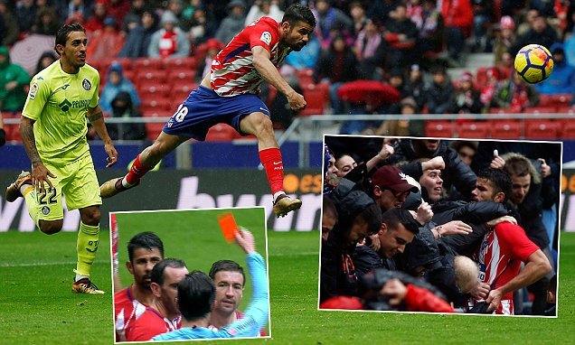 Diego Costa ghi bàn rồi bị đuổi, Atletico bỏ xa Real 8 điểm