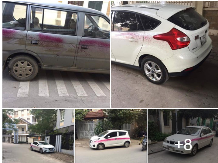 Hàng loạt ô tô bị xịt sơn bẩn tại chung cư Văn Quán, Hà Đông
