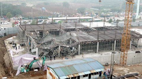 Hiện trường vụ sập giàn giáo 3 người quê Yên Bái tử vong