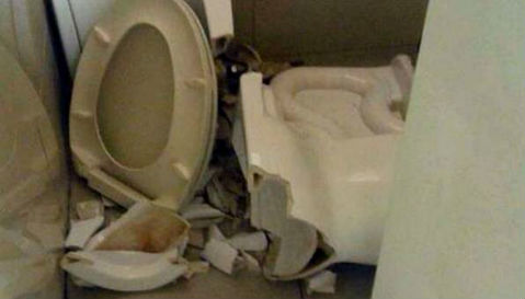 Bị cắt đứt mông khi ngồi xổm trên bồn cầu vệ sinh