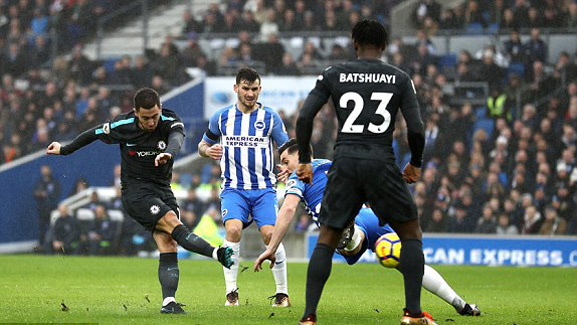 Hazard bừng sáng, Chelsea đè bẹp Brighton