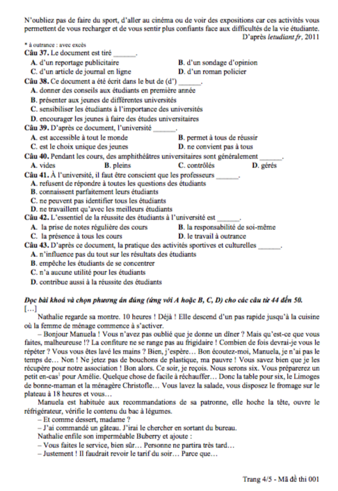 de thi mon tieng phap