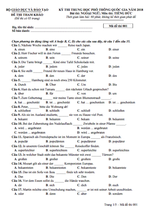 de thi minh hoa mon tieng duc