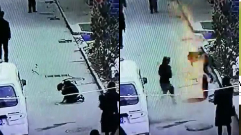 Nghịch nắp cống, cậu bé bất ngờ bị thổi bay lên không trung