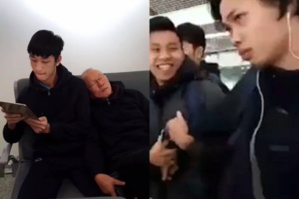 Khoảnh khắc đáng yêu của Công Phượng và HLV Park ở sân bay