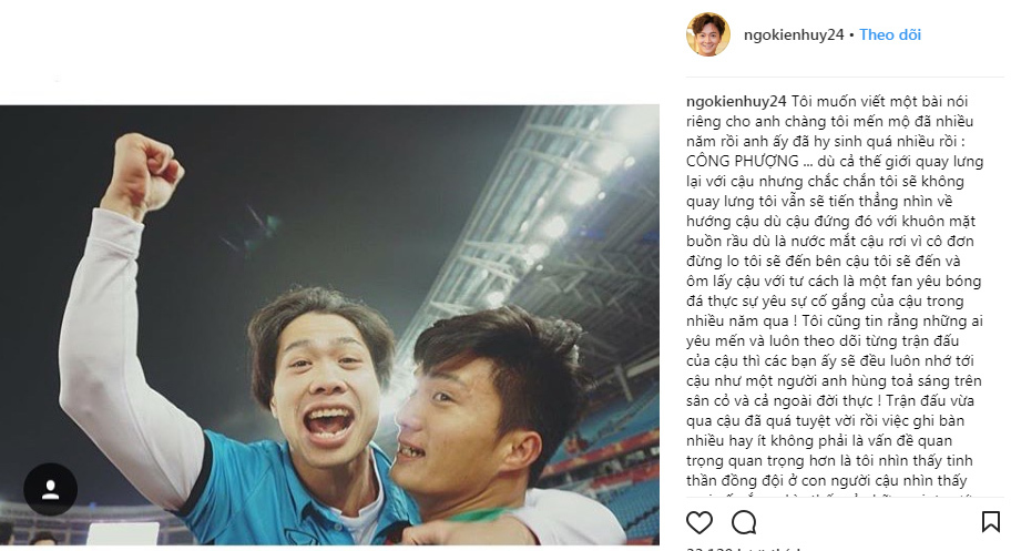 Tâm thư xúc động của Ngô Kiến Huy gửi Công Phượng